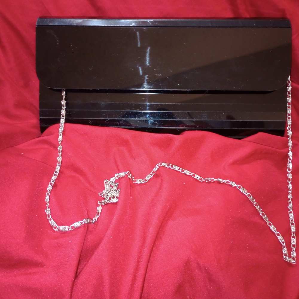 Black Clutch with Silver Chain